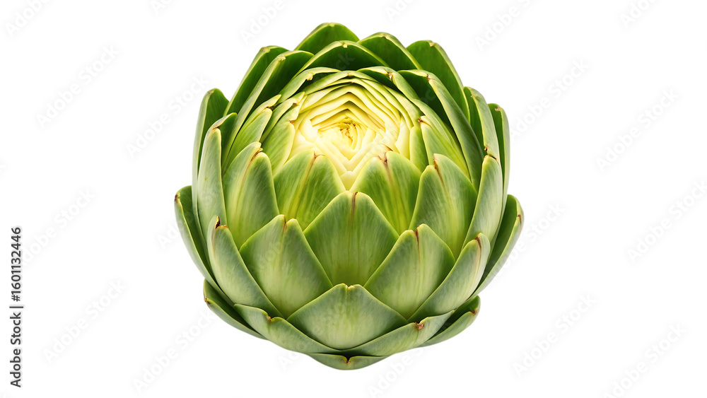 Fototapeta premium Fresh green artichoke vegetable isolated on transparent background