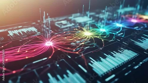 Blue-powered data server connecting to an invisible neural network