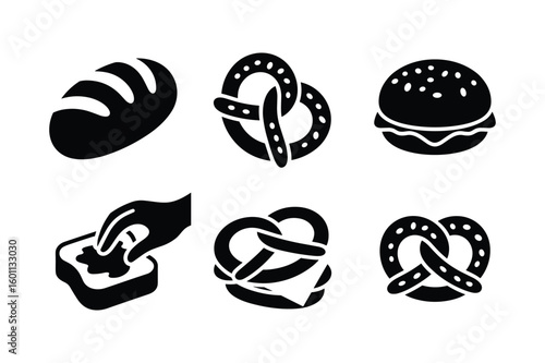 Bread pretzel hamburger buttered toast food