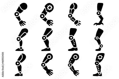 Silhouette prosthetic arm and leg designs featuring mechanical elements