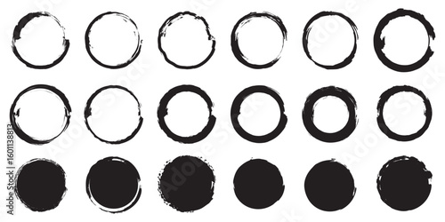 Vector paint brush stroke, ink splash and artistic design elements bundle. Watercolor splatter, texture, frame and abstract grunge background for social media. Freehand grungy brush illustration.