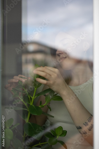 senior woman taking a shower