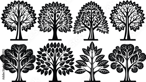 silhouette tree set