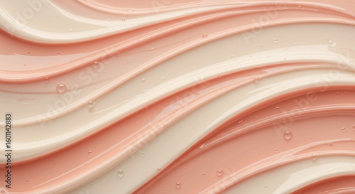 Peach Cream Swirl Texture Background, Pastel Cosmetic Lotion Ripple Pattern, Abstract Makeup Foundation Wave Surface, Moisturizer, Beauty Product, Gentle Waves