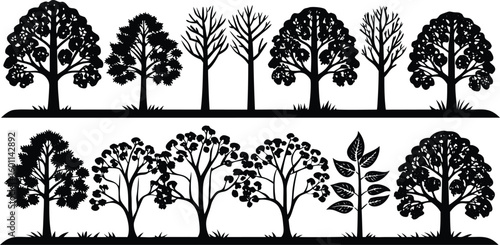 silhouette tree set