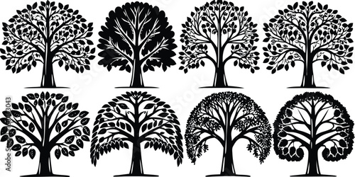 silhouette tree set