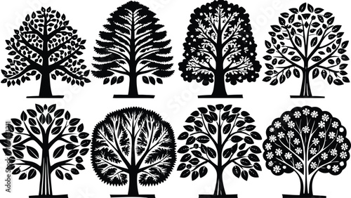 silhouette tree set