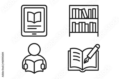 Education and Learning Line Icon Set
