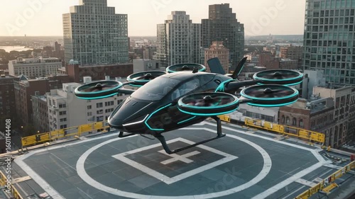 Futuristic urban air mobility with an electric vertical takeoff and landing aircraft