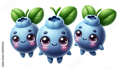 Cute 3d blueberry design isolated on white background