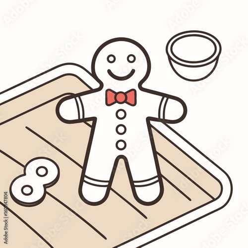 Gingerbread Man Baking Illustration: Cookie Decorating