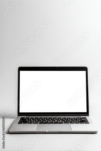 Modern laptop with blank screen. Minimalist style, perfect for website design, presentations, and more. Ideal for various commercial uses.