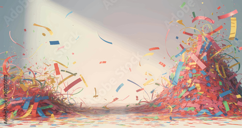 Colorful confetti bursting upward celebrating event festive party or holiday fun concept