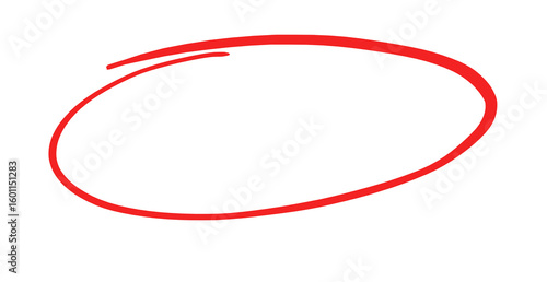 Doodle red circle brush stroke marker highlighter isolated on transparent background