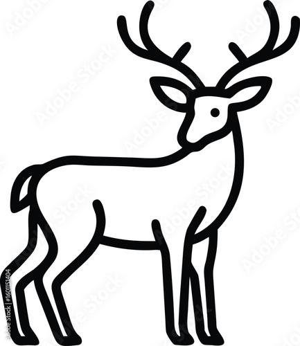 Elegant line art illustration of a majestic deer with antlers