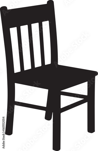 Black silhouette of a wooden chair white furniture