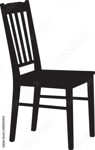Black silhouette of a wooden chair with slatted back