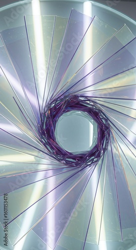 Abstract Swirl: Circular Geometric Pattern with Violet and Light Green Shades, Modern Art Design