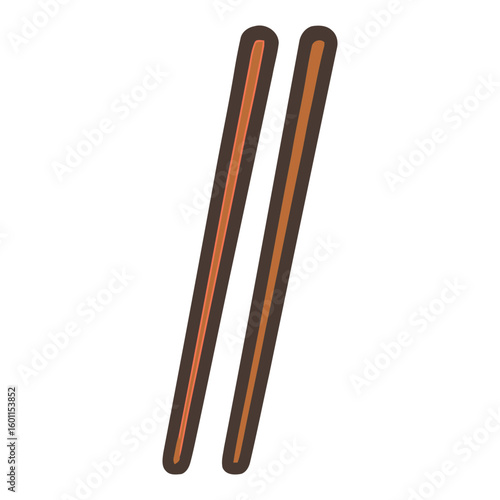 A pair of wooden chopsticks isolated on a white background, ready for a Japanese meal