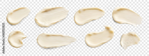 Collection of Realistic Cream Smudges and Smears on Transparent Background