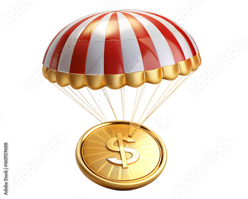 air balloon with money isolated on white background. PNG Transparent file type with high definition quality And vibrant color grading Available.