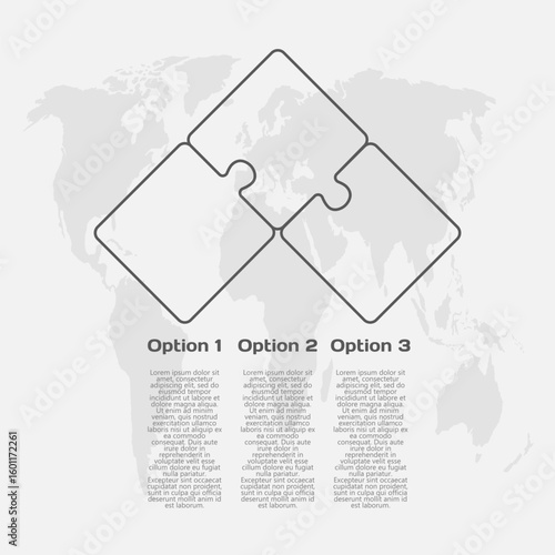 Three steps line infographic, puzzle diagram