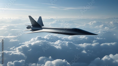 High-Performance Unmanned Aerial Vehicle (UAV) or Hypersonic Aircraft Prototype Against a Dramatic Cloudscape.

