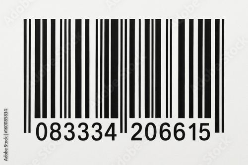 Close-Up of Black Barcode with Number  Product Labeling and Inventory Control Concept on White Background