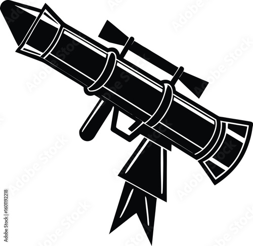 silhouette vector  black and white illustration of a rocket launcher weapon silhouette vector 