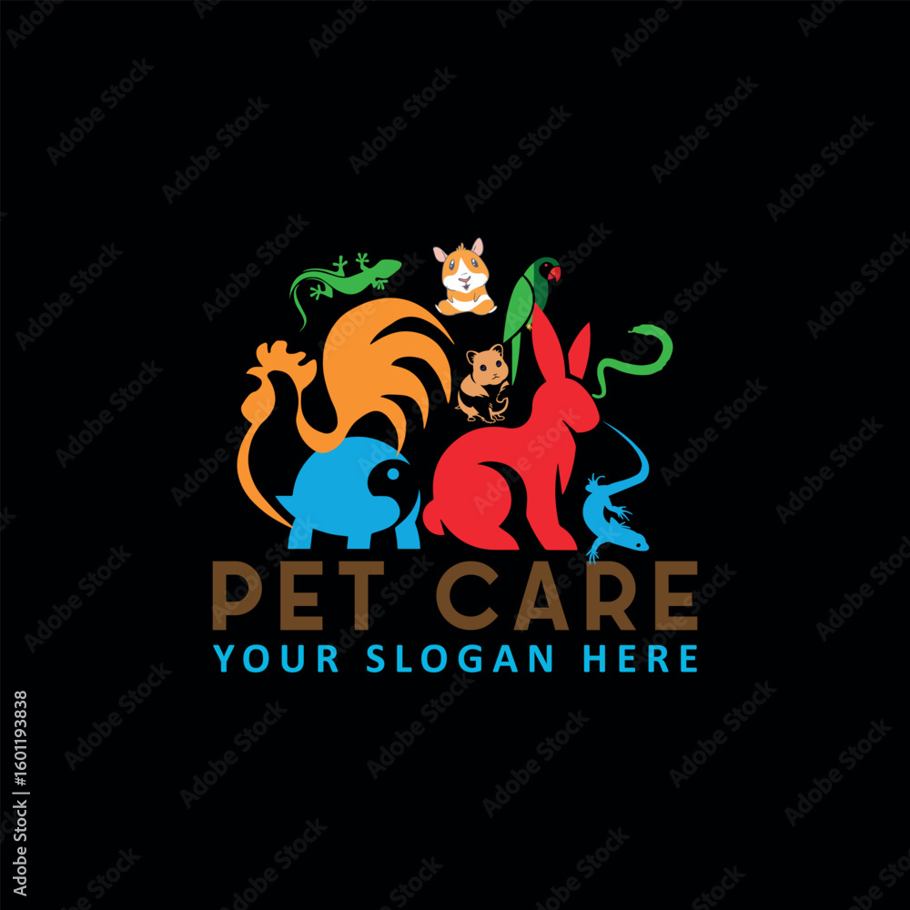 Fototapeta premium pet dog cat care clinic logo design vector