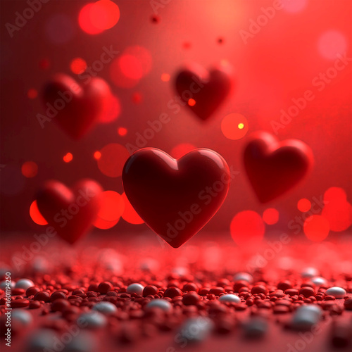 Red hearts pattern on a vibrant red background for Valentine’s Day design