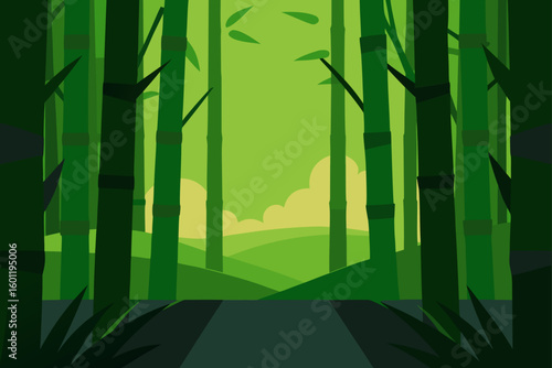 Cinematic Bamboo Forest Opening to a Field View