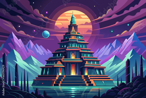 Fractal Temple Formed from Cascading Algorithms