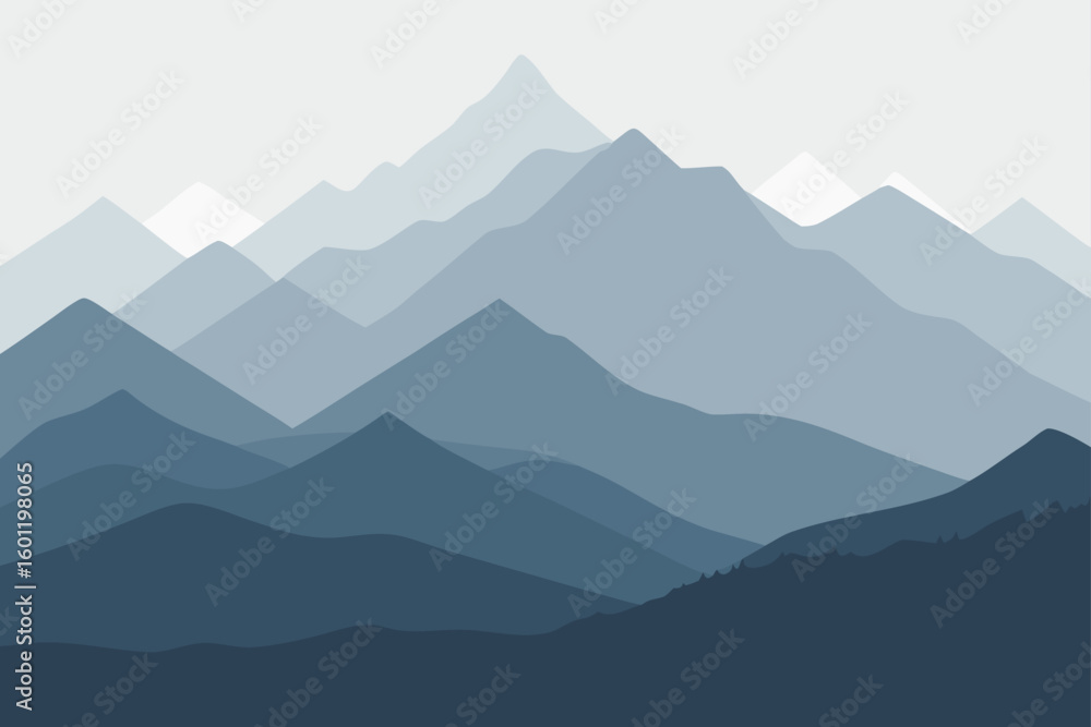 Fototapeta premium Minimal Abstract Himalaya Mountain Range Under a Soft Sky
