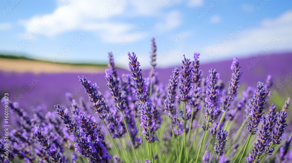 Obraz premium Close-up view of a vibrant lavender field.