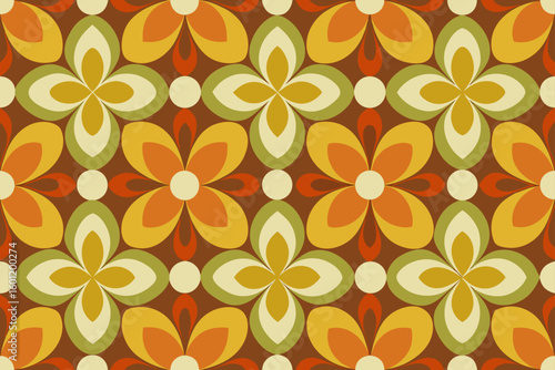 Tiled Seventies Wallpaper of Simplified Petal Shapes