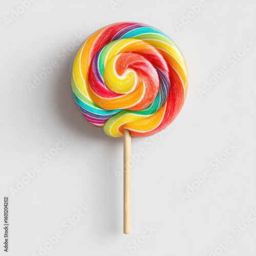 Wallpaper Mural A vibrant swirl of colors in a lollipop with a wooden stick against a plain white background Torontodigital.ca
