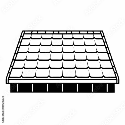 Roof icon in isometric black and white style