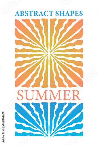 Groovy-Flowers_МStylized abstract artwork with wavy sunburst shapes and gradient colors representing summer vibes. Summer Theme vintage style Poster or cover design with groонтажная область 1 копия 10