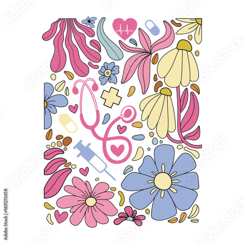 Retro NurseSVG, Pink Stethoscope SVG