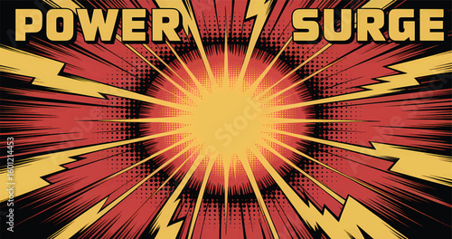 Dynamic comic book style illustration depicting a dramatic visual power surge effect