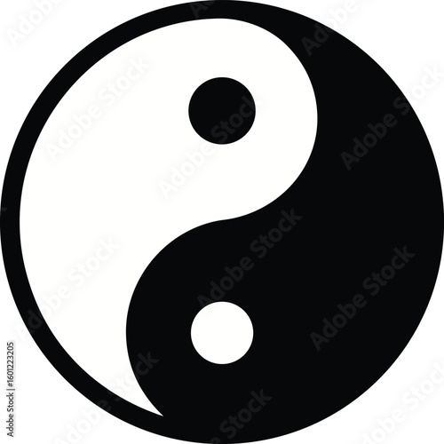 Black and white yin yang balance symbol icon