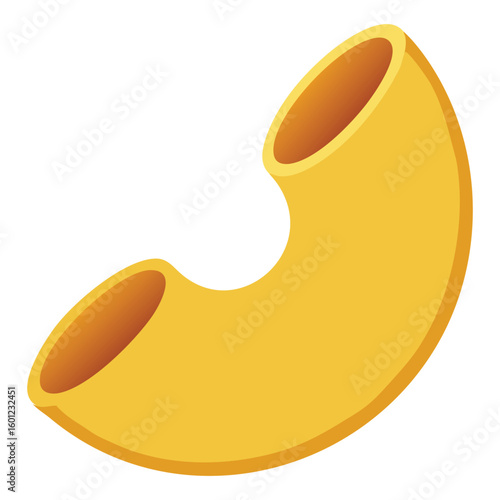 Single Elbow Macaroni Noodle Illustration on White Background