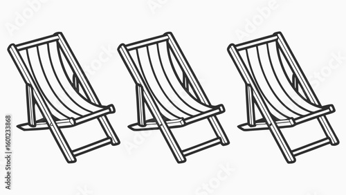 Three striped deck chairs lined up