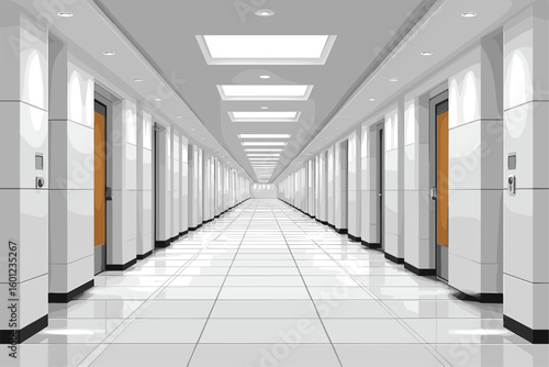Modern Hallway with Doors in a Contemporary Building Interior