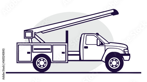 Illustration of a utility bucket truck with a boom lift