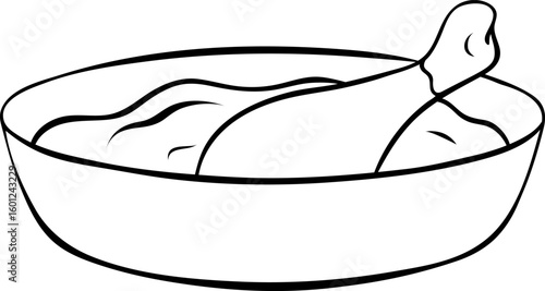 simple vector icon of chakhokhbili with chicken, Georgian national cuisine, black and white hand-drawn icons
