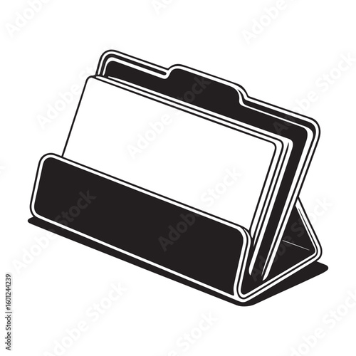 Black and white business card holder with blank cards desk organizer office supplies
