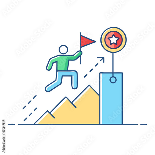 Reaching business goals and achieving success through perseverance and determination
