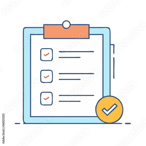 Completed checklist with tick marks indicating finished tasks on a clipboard